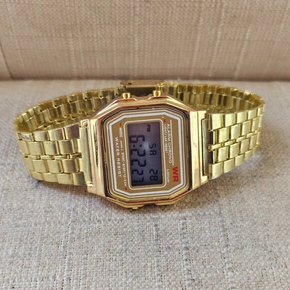 Accessories - Women Wristwatch Yellow Gold Tone Digital Wrist Watch Multi Functional NEW